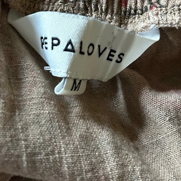 Anthropologie Pepaloves Linen Blend Tan Floral Bird Midi Skirt Size Medium - Picture 9 of 9